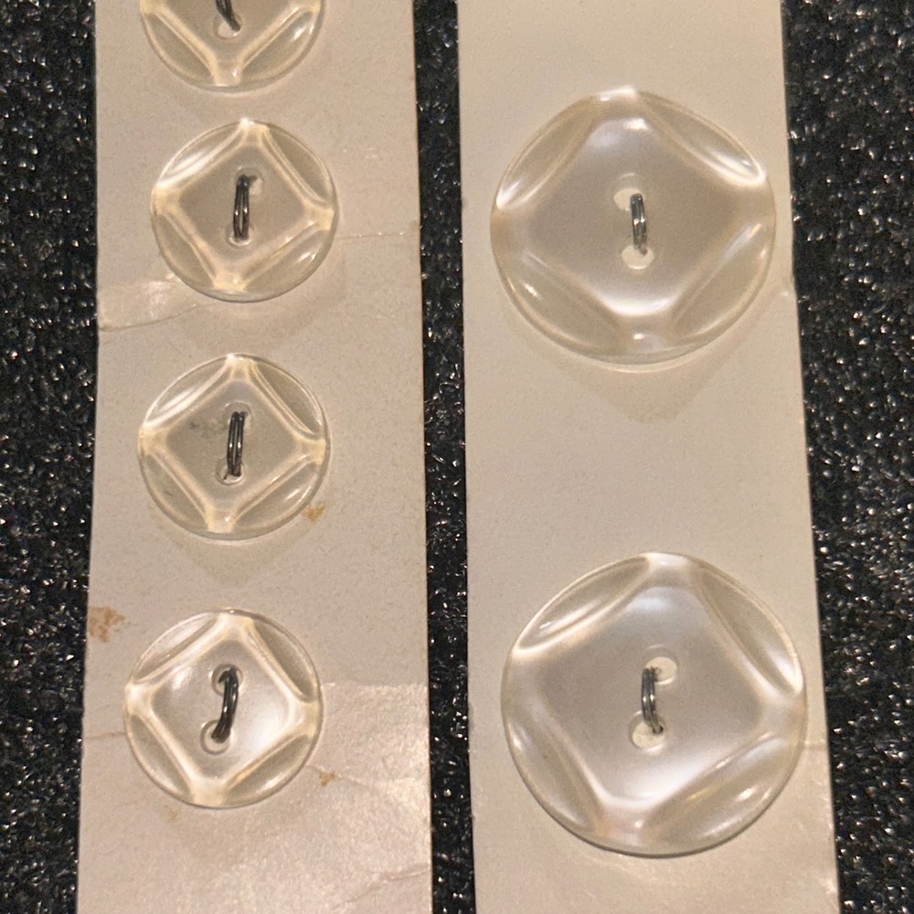 Vintage Button Basics Clear Iridescent Geometric Buttons 12mm 19mm Lot of 7